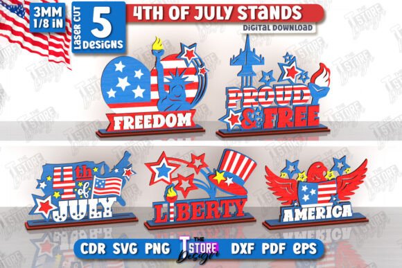 Download 4th of July Stands Laser Cut Bundle |CNC - Bundle Collection