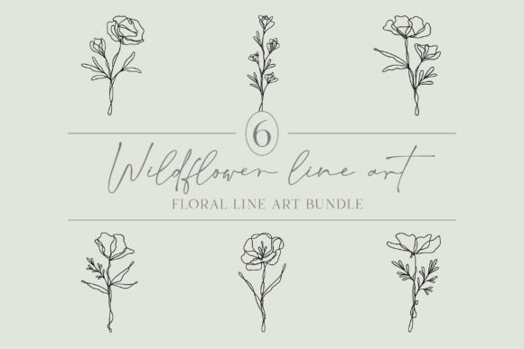 Download Flower Line Art Bundle | Floral Graphics - Bundle Collection