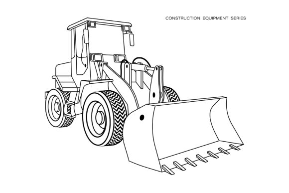 Download Children Linear Drawing Loader Bulldozer - Drawing Collection
