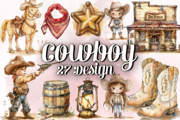 Download Watercolor Cowboy Clipart PNG Bundle - Bundle Collection