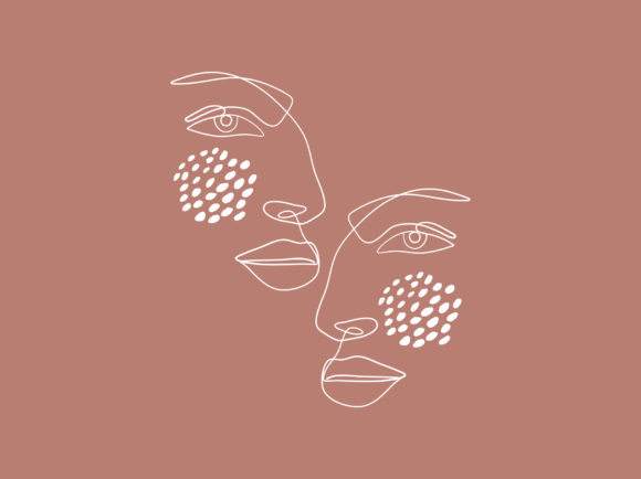 Download Abstract Line Art Woman Two Face Drawing - Drawing Collection