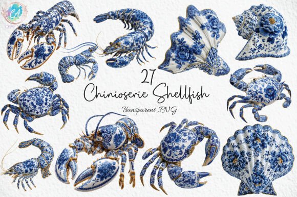 Download Chinioserie Shellfish Clipart PNG - Fish Collection