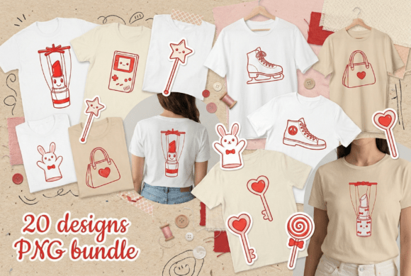 Download Cute Valentine Line Art PNG Bundle - Bundle Collection