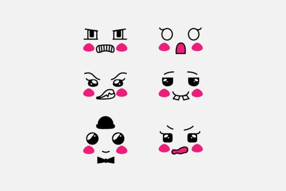 Download Set of Cute Eyes Expressive Emotion Face - Premium Resources