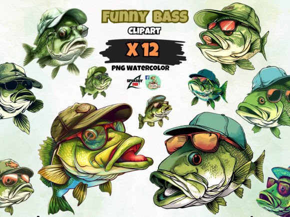 Download Illustration Funny Bass Fish - Fish Collection