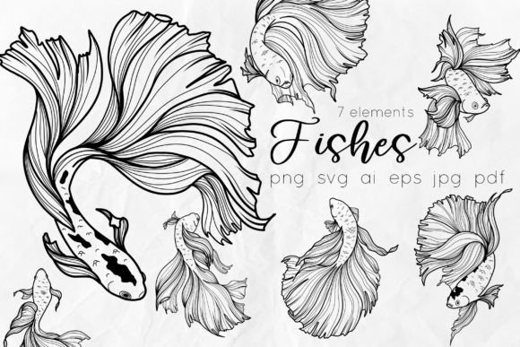 Download Fishes SVG Line Art Illustration - Fish Collection