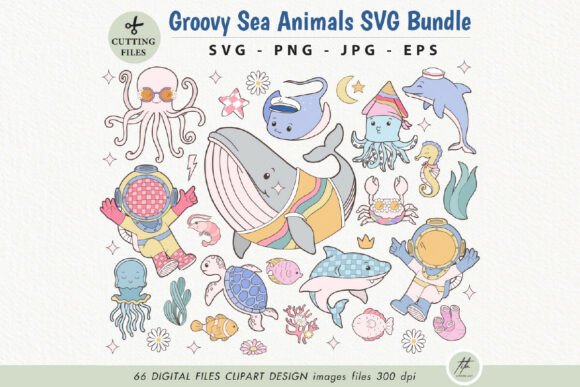 Download Groovy Sea Animals SVG Bundle - Bundle Collection
