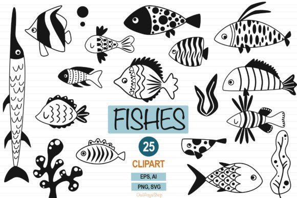 Download Black Fish Clipart, Sea Animals Svg - Fish Collection