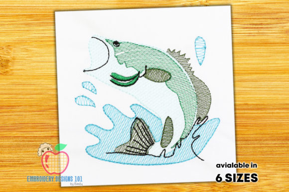 Download Bass Fish Jumping in Water Quick Stitch - Fish Collection