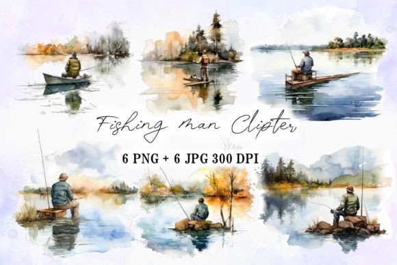 Download A Fishingman Watercolor Painting Art - Fish Collection