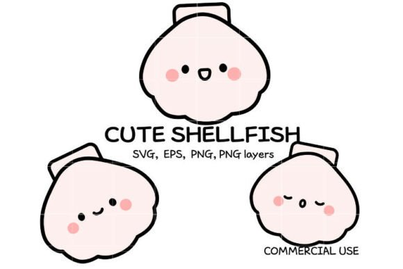Download Cute Shellfish SVG Bundle | Kawaii Seash - Bundle Collection