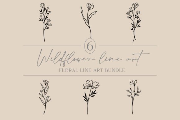 Download Flower Line Art Bundle | Elegant Florals - Bundle Collection