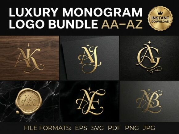 Download Luxury Monogram Logo Bundle AA–AZ - Bundle Collection
