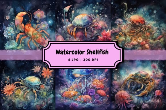 Download Watercolor Mysterious Shellfish Bundle - Bundle Collection