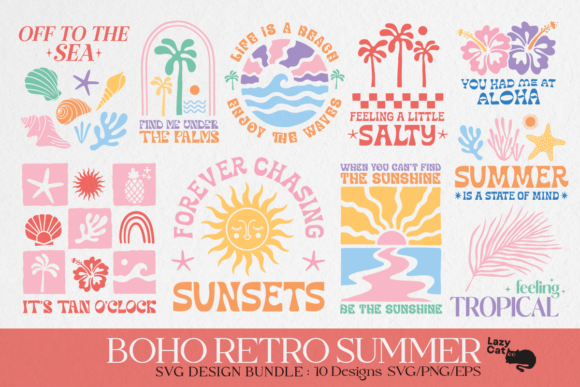 Download Boho Retro Summer Beach SVG Bundle - Bundle Collection