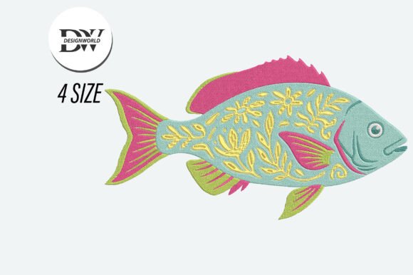 Download Preppy Fish Embroidery Design - Fish Collection