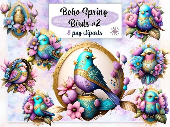 Download Boho Spring Birds #2 Sublimation Clipart - Premium Resources