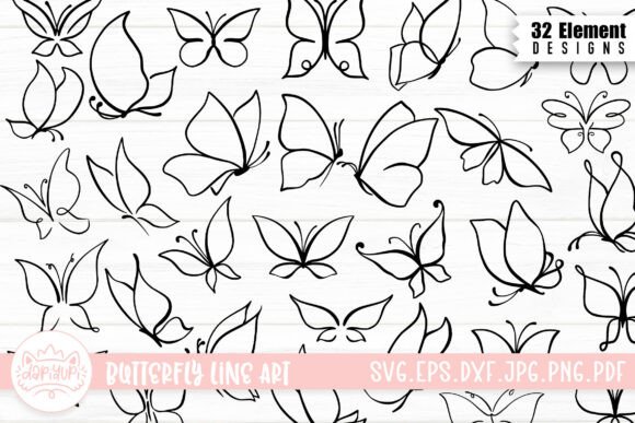 Download Butterfly Doodle LineArt Clipart Bundle - Bundle Collection