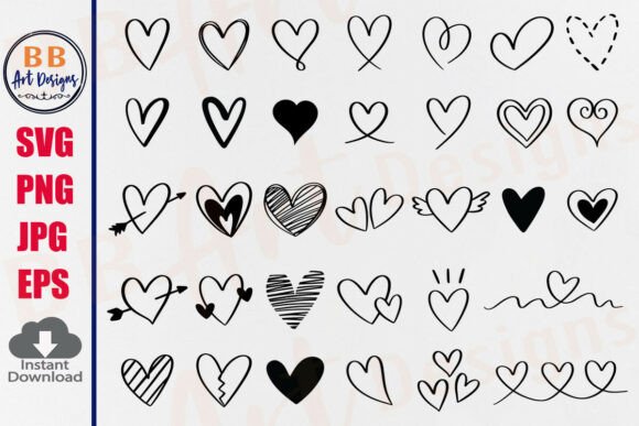 Download Heart SVG Bundle Heart Doodle Hand Drawn - Bundle Collection