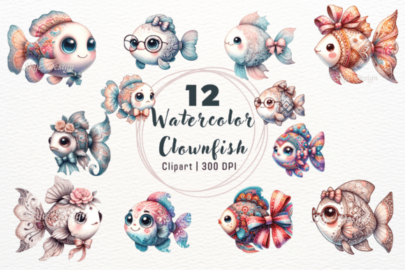 Download Watercolor Clownfish Fishes Clipart - Fish Collection