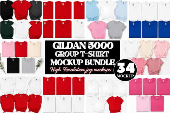 Download Gildan 5000 Group T-Shirt Mockup Bundle - Bundle Collection