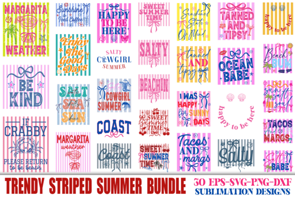 Download Striped Summer PNG Bundle Beach Vacation - Bundle Collection