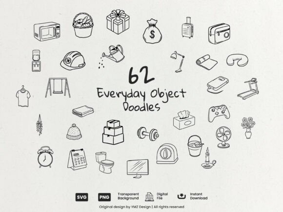 Download Everyday Object Doodles Clip Art Bundle - Bundle Collection