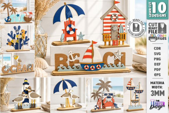 Download Coastal Beach Decor Stands Laser Bundle - Bundle Collection