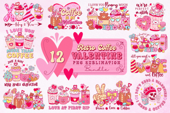 Download Retro Coffee Valentine PNG Bundle - Bundle Collection