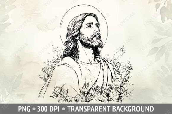 Download Jesus Christ Face Head Line Art Drawing - Drawing Collection