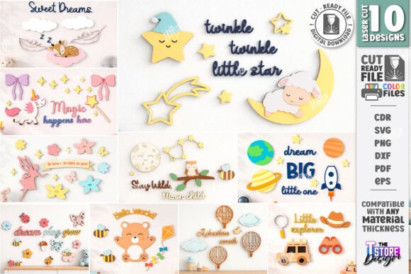 Download Nursery Wall Decor Laser Cut Bundle |CNC - Bundle Collection
