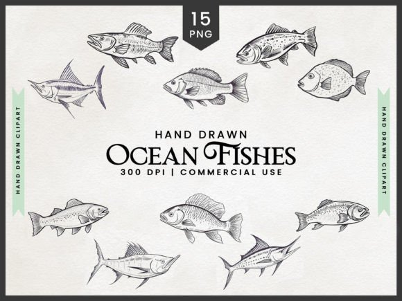 Download Hand Drawn Ocean Fishes Clipart Bundle - Bundle Collection