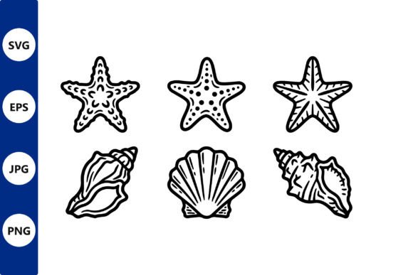 Download Starfish and Seashell Line Art Vector - Fish Collection