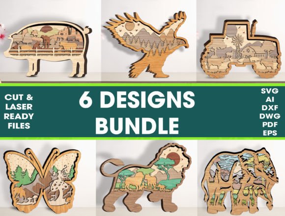 Download 6 Designs 3D Layered Cut File Bundle - Bundle Collection