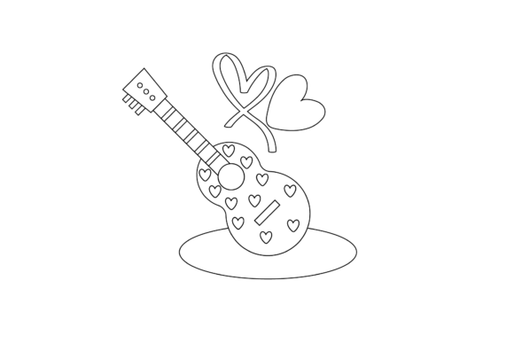 Download Valentine Guitar Coloring Page - Valentine guitar Collection
