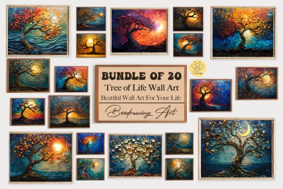 Download Oil Paint Tree of Life Wall Art Bundle - Bundle Collection