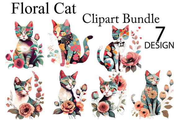 Download Floral Cat Clipart Bundle - Bundle Collection