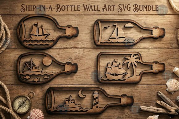 Download Ship-in-Bottle Wall Art SVG Bundle - Bundle Collection