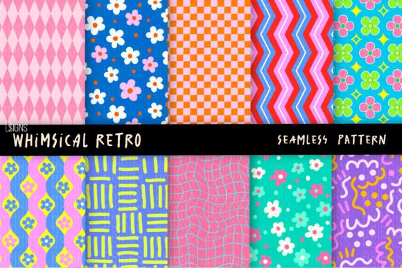 Download Whimsical Retro Seamless Pattern Bundle - Bundle Collection