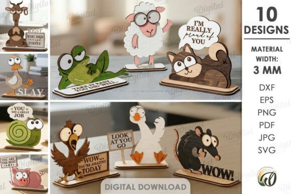 Download Funny Animals Stands Bundle Laser Cut - Bundle Collection