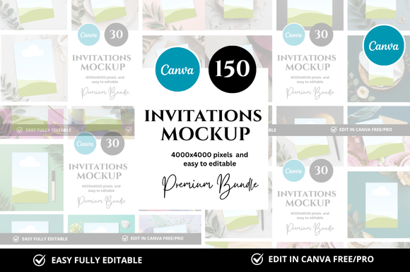 Download 150 Invitation Canva Mockup Bundle - Bundle Collection