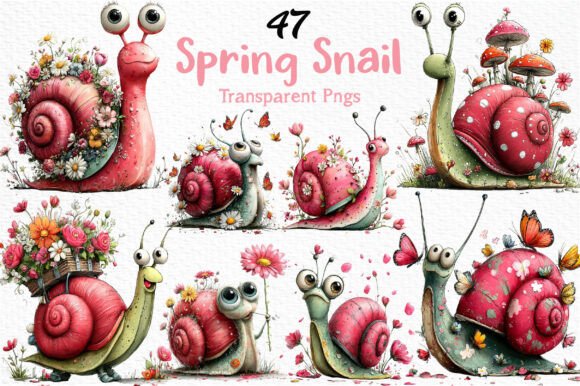 Download Whimsical Spring Snail Clipart Bundle - Bundle Collection