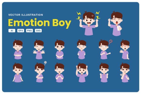 Download Emotion Boy Illustration Set - Emotion Collection