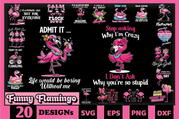 Download Funny Cute Flamingo SVG Bundle - Bundle Collection