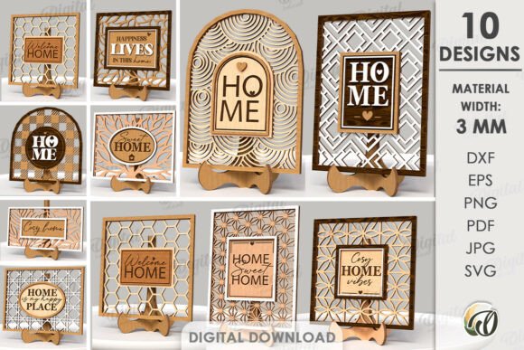 Download Home Signs with Stands Bundle Laser Cut - Bundle Collection