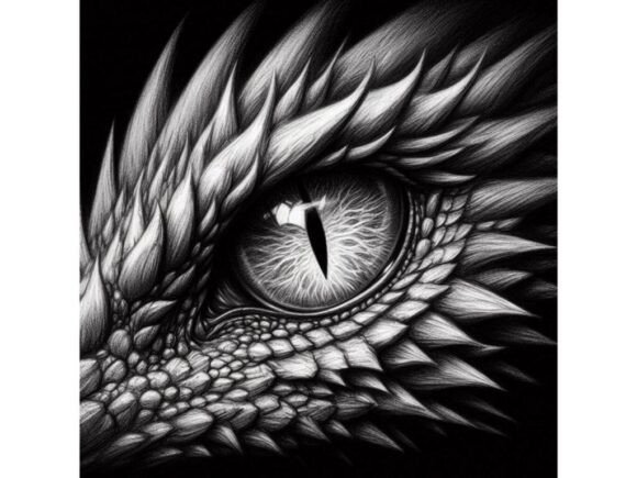 Download Charcoal Drawing of a Dragon’s Eye, with - Drawing Collection