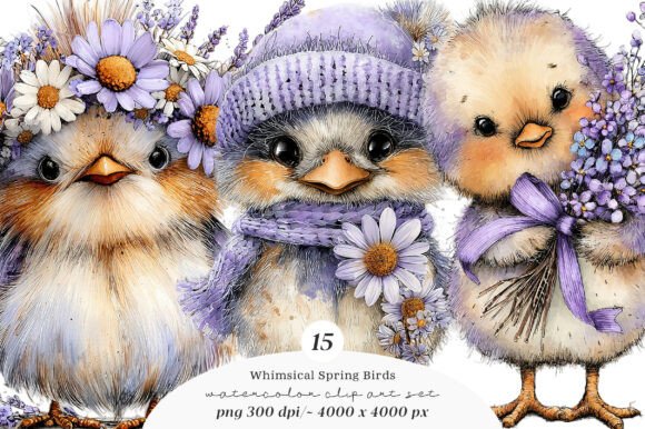 Download Whimsical Spring Birds Clipart - Spring birds Collection