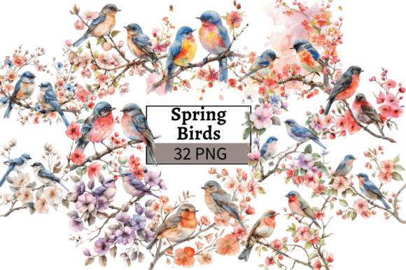 Download Watercolor Spring Birds Illustration - Spring birds Collection