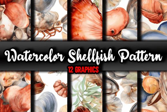 Download Watercolor Shellfish Pattern - Fish Collection