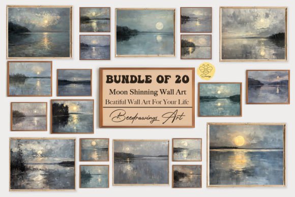 Download Oil Painting Moon Shine Wall Art Bundle - Bundle Collection